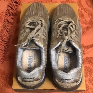Slightly used J sports sneakers only worn once  woman’s size 10 with memory foam